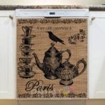 Farmhouse Burlap Pattern - Tea Party with Blackbird Dishwasher Sticker