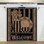 Farmhouse Burlap Pattern - Welcome for a Tea Dishwasher Sticker