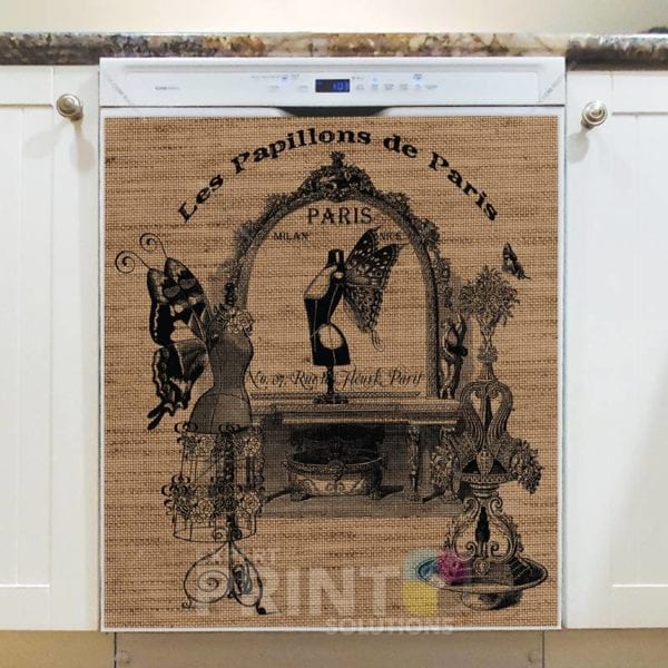 Farmhouse Burlap Pattern - Butterfly Dresses Dishwasher Sticker