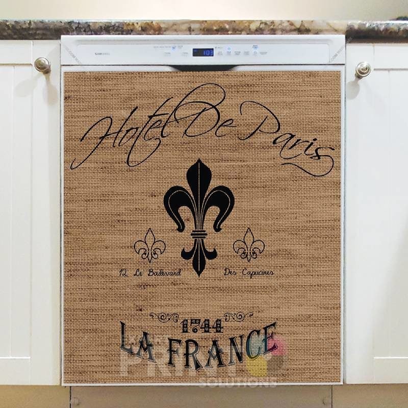 Farmhouse Burlap Pattern - Hotel de Paris la France 1744 Dishwasher Sticker