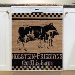 Farmhouse Burlap Pattern - Cow Farm Dishwasher Sticker