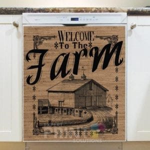 Farmhouse Burlap Pattern - Welcome to the Farm Dishwasher Sticker