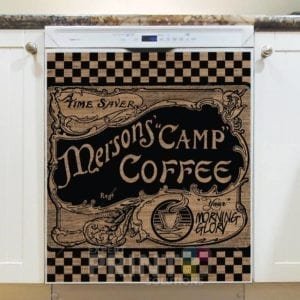 Farmhouse Burlap Pattern - Camp Coffee - Time Saver - Mersons' Camp Coffee - Your Morning Glory Dishwasher Sticker