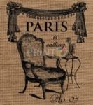 Burlap - Paris is Calling - Chair, Old Phone and Curtain Dishwasher Sticker
