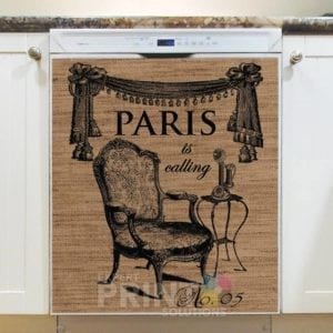 Burlap - Paris is Calling - Chair, Old Phone and Curtain Dishwasher Sticker