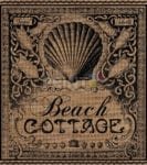 Burlap - Sand and Shells Beach Cottage Dishwasher Sticker