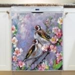 3125-goldfinches-sitting-on-the-flower-branch-dishwasher-magnet Goldfinches Sitting on the Flower Branch Dishwasher Sticker