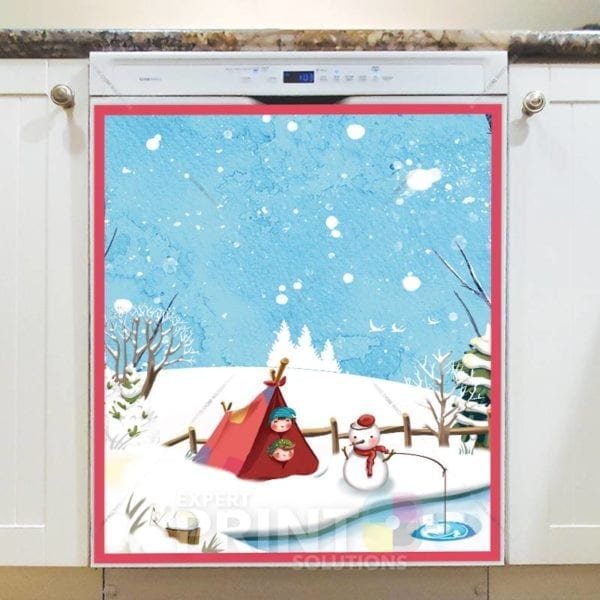 Christmas - Christmas Time Camping Dishwasher Sticker