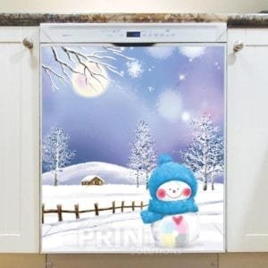 Christmas - Snowman in Blue Hat and Scarf Dishwasher Sticker