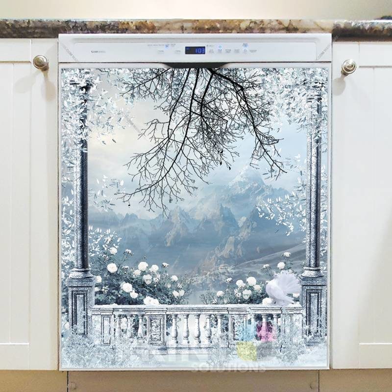 Christmas - Whimsical Winter Cottages Dishwasher Sticker