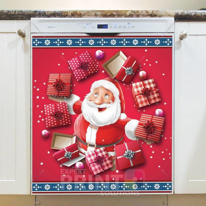 Christmas - Santa and Gift Boxes Dishwasher Sticker