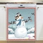 Christmas - Snowman and Birdies Dishwasher Sticker