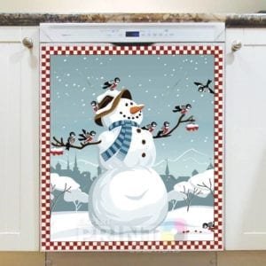 Christmas - Snowman and Birdies Dishwasher Sticker