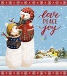 Christmas - Snowman Couple in Sweaters - Love Peace Joy Dishwasher Sticker