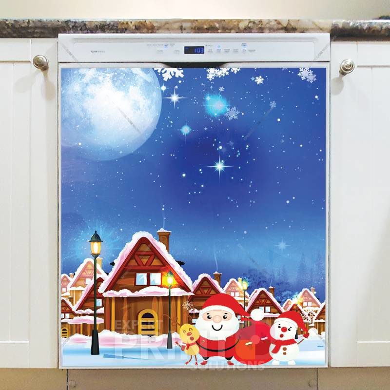 Christmas - Cute Santa and Snowman Dishwasher Sticker