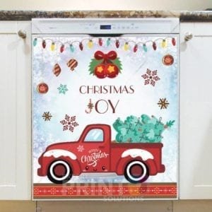 Red Truck and Christmas Tree - Christmas Joy Dishwasher Sticker