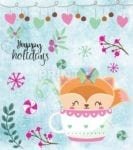 Christmas - Sweet Teacup Animals #5 - Happy Holidays Dishwasher Sticker