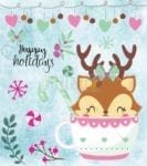 Christmas - Sweet Teacup Animals #3 - Happy Holidays Dishwasher Sticker