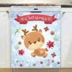 Christmas - Adorable Rudolph Greeting #1 Dishwasher Sticker