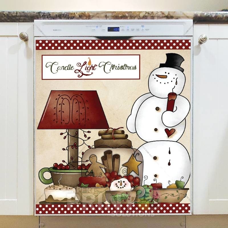 Prim Country Christmas #26 - Candle Light Christmas Dishwasher Sticker