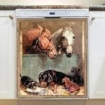 Cute Farm Dogs and Horses #4 Dishwasher Sticker