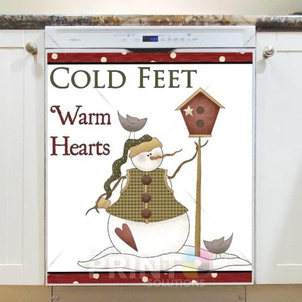 Christmas - Prim Country Christmas #2 - Cold Feet Warm Hearts Dishwasher Sticker