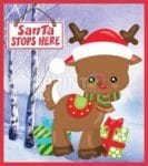 Christmas - Cute Little Reindeer - Santa Stops Here Dishwasher Sticker