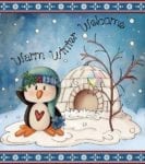 Christmas - Penguin and an Igloo - Warm Winter Welcome Dishwasher Sticker