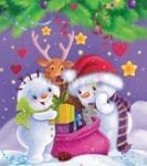 Christmas - Cute Snowman Couple Dishwasher Sticker