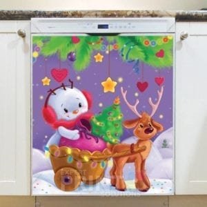 Christmas - Cute Snowman and Reindeer Dishwasher Sticker