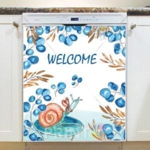 Cute Little Snail and Flowers - Welcome Dishwasher Sticker