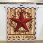 Primitive Country Folk Barn Star #6 - Welcome Friends Dishwasher Sticker