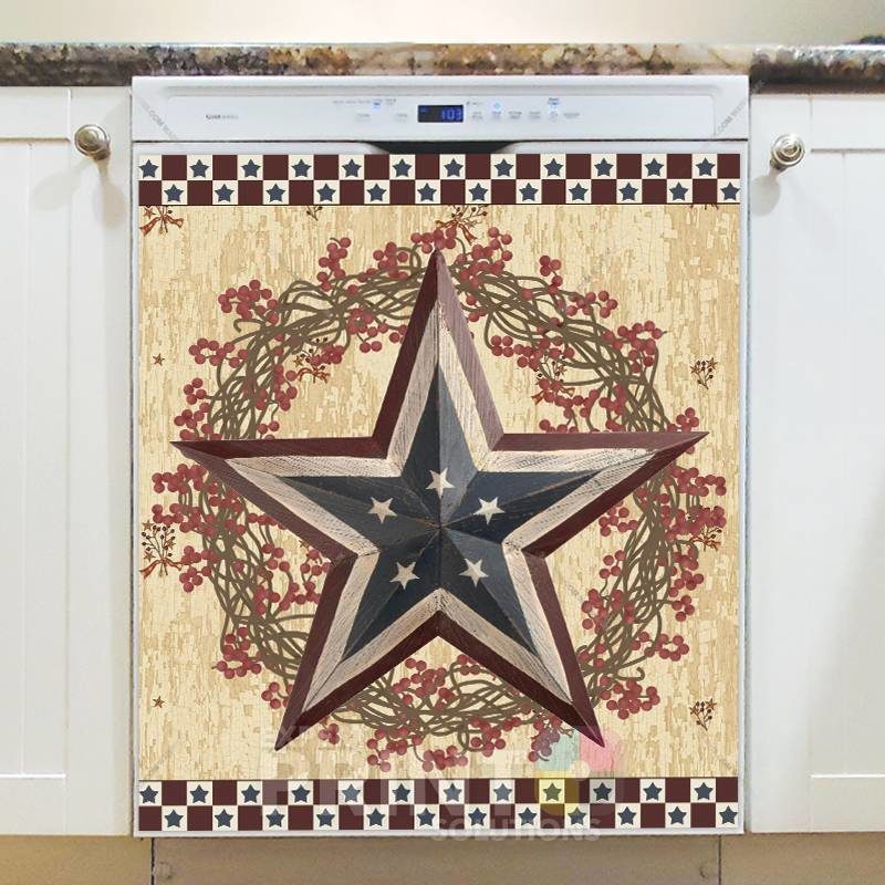Primitive Country Folk USA Barn Star #5 Dishwasher Sticker