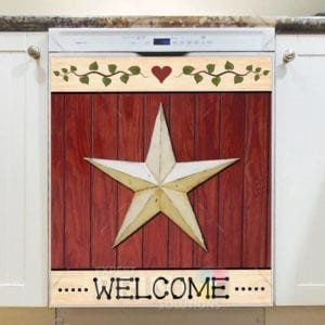 Primitive Country Folk Barn Star #3 - Welcome Dishwasher Sticker