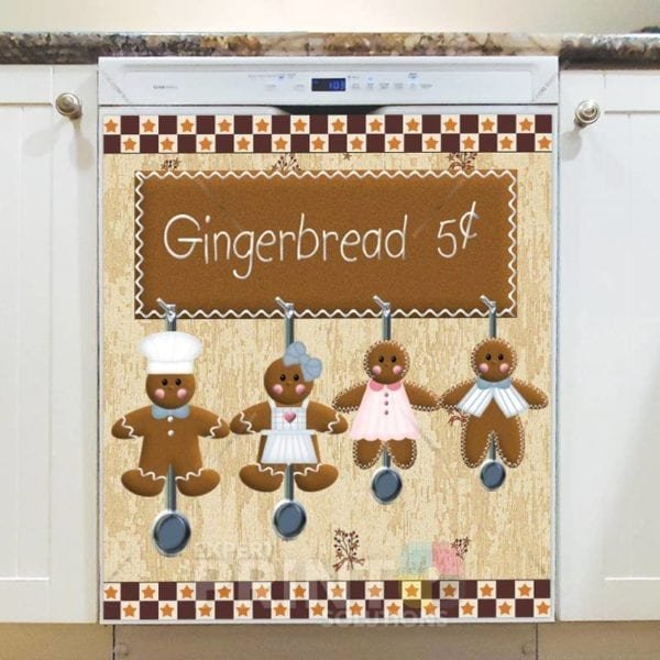 Primitive Country Folk Design #11 - Gingerbread 5c Dishwasher Sticker
