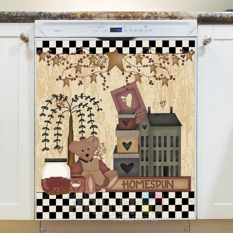 Primitive Country Folk Design #8 - Homespun Dishwasher Sticker