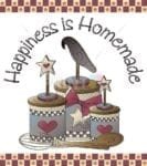 Primitive Country Folk Design #6 - Happiness is Homemade Dishwasher Sticker