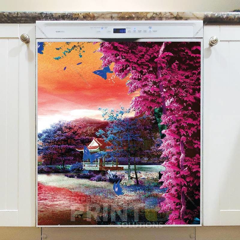 Purple Blooming Tree in a Park Dishwasher Sticker