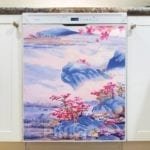 Pink Flowers and Blue Mountains Dishwasher Sticker