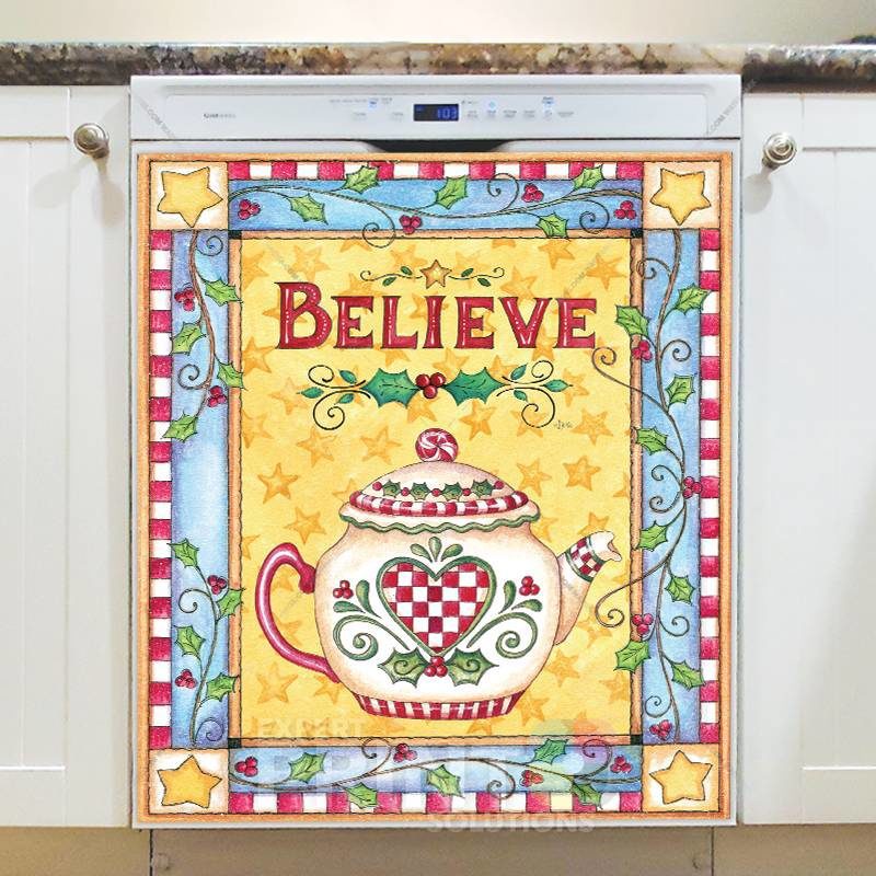 Christmas - Sweet Christmas Holiday #56 - Believe Dishwasher Sticker