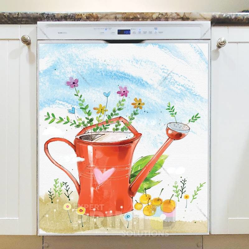 Watering Can and Flowers Dishwasher Sticker