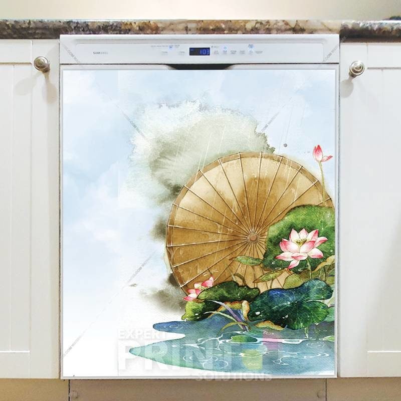 Water Lilies and Umbrella Dishwasher Sticker