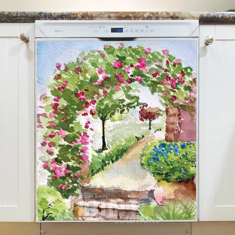 Garden Gate with Roses Dishwasher Sticker