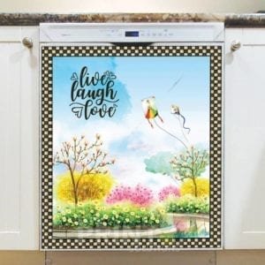 Cute Garden with Kites - Live Laugh Love Dishwasher Sticker
