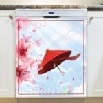 Red Umbrella in the Wind Dishwasher Sticker