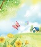 Summer Cottage and Butterfly Dishwasher Sticker