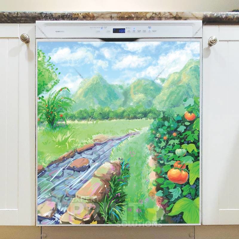 Tomato Field on a Riverbank Dishwasher Sticker