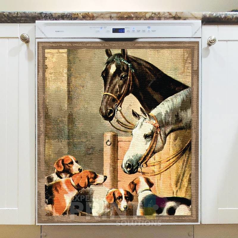 Cute Farm Dogs and Horses #1 Dishwasher Sticker