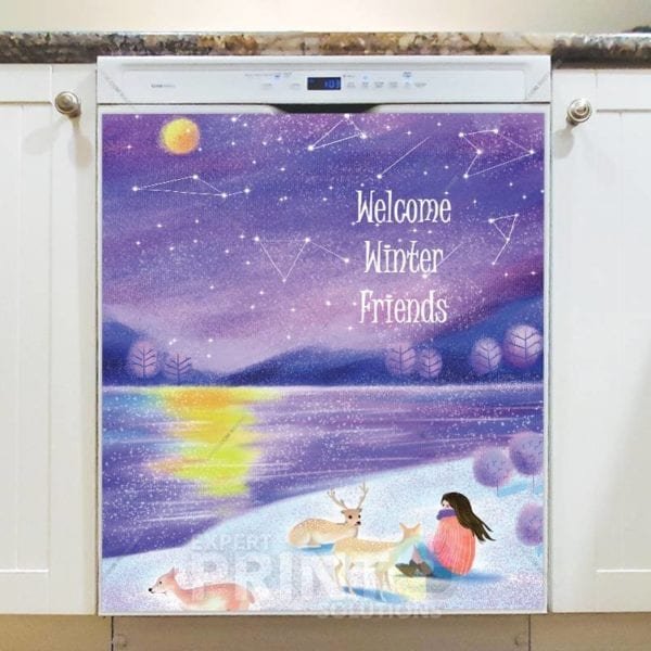 Christmas - Welcome Winter Friends Dishwasher Sticker