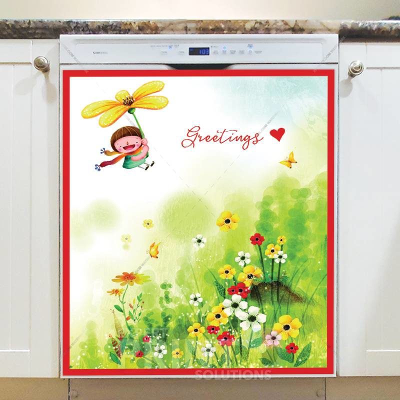 Cute Little Fairy Greetings Dishwasher Sticker